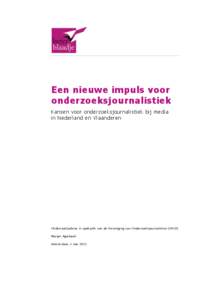 Een nieuwe impuls voor onderzoeksjournalistiek Kansen voor onderzoeksjournalistiek bij media in Nederland en Vlaanderen  Onderzoek/advies in opdracht van de Vereniging van Onderzoeksjournalisten (VVOJ)