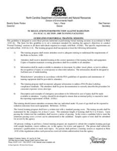 North Carolina Department of Environment and Natural Resources Division of Environmental Health Beverly Eaves Perdue Governor  Terry L. Pierce