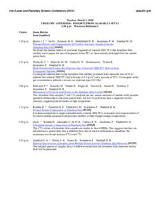 41st Lunar and Planetary Science Conference[removed]sess251.pdf Tuesday, March 2, 2010 UREILITIC ASTEROIDS: INSIGHTS FROM ALMAHATA SITTA