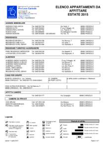 ELENCO APPARTAMENTI DA AFFITTARE ESTATE 2015 AGENZIE IMMOBILIARI AGENZIA CIMA LANCIA AGENZIA G.P.R.