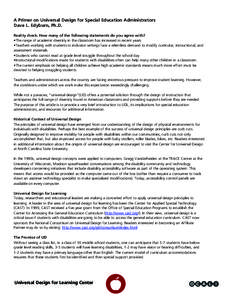 A Primer on Universal Design for Special Education Administrators Dave L. Edyburn, Ph.D. Reality check: How many of the following statements do you agree with? •The range of academic diversity in the classroom has incr