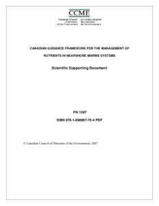 CANADIAN GUIDANCE FRAMEWORK FOR THE MANAGEMENT OF NUTRIENTS IN NEARSHORE MARINE SYSTEMS Scientific Supporting Document  PN 1387
