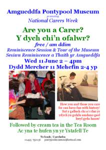 Amgueddfa Pontypool Museum promoting National Carers Week  Are you a Carer?