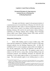 CB[removed])  Legislative Council Panel on Housing Permanent Retention of a Supernumerary Assistant Director of Housing Post in Housing Department