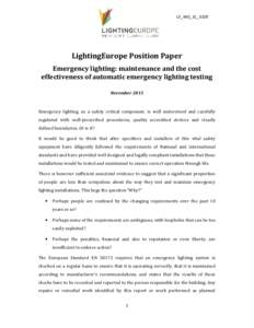 LE_WG_EL_010E  LightingEurope Position Paper Emergency lighting: maintenance and the cost effectiveness of automatic emergency lighting testing November 2013