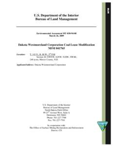 U.S. Department of the Interior Bureau of Land Management Environmental Assessment MTMarch 26, 2009