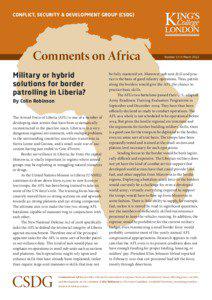 CONFLICT, SECURITY & DEVELOPMENT GROUP (CSDG)  Comments on Africa