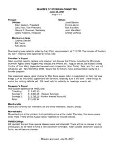 MINUTES OF STEERING COMMITTEE June 25, 2007 Page 1 of 2 Present Officers