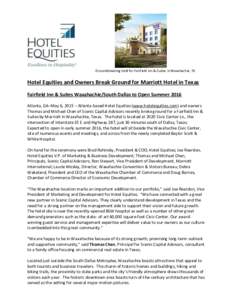 Hotel chains / DallasFort Worth metroplex / Waxahachie /  Texas / Fairfield Inn by Marriott / Marriott International / Geography of Texas / Travel / Economy of the United States