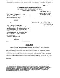 Case 1:13-cv[removed]CMH-IDD Document 1 Filed[removed]Page 1 of 10 PageID# 1  FILED IN THE UNITED STATES DISTRICT COURT FOR THE EASTERN DISTRICT OF VIRGINIA
