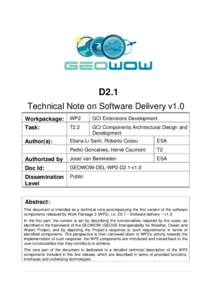 D2.1 Technical Note on Software Delivery v1.0 Workpackage: WP2