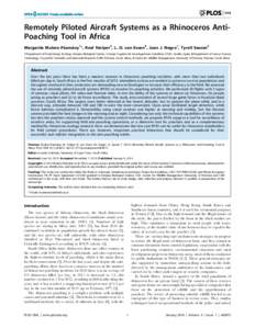 Remotely Piloted Aircraft Systems as a Rhinoceros AntiPoaching Tool in Africa Margarita Mulero-Pa´zma´ny1*, Roel Stolper2, L. D. van Essen3, Juan J. Negro1, Tyrell Sassen2 1 Department of Evolutionary Ecology, Don˜ana