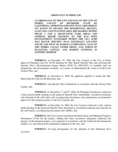 ORDINANCE NUMBER 1148 AN ORDINANCE OF THE CITY COUNCIL OF THE CITY OF PERRIS, COUNTY OF RIVERSIDE,