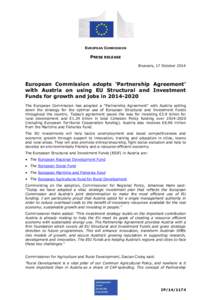 EUROPEAN COMMISSION  PRESS RELEASE Brussels, 17 October[removed]European Commission adopts ‘Partnership Agreement’