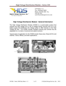 High Voltage Distribution Module – Series 100 Hybrid Design Services, Inc. “The Integration Specialists” TM