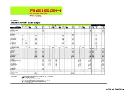 Mengen - Bad Saulgau Info-Telefon: Gesamtfahrplan  Stadtbusverkehr Bad Saulgau