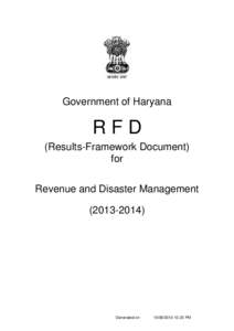 Government of Haryana  RFD (Results-Framework Document) for Revenue and Disaster Management