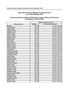 County Estimates for Median Household Income for Michigan: 1993  Table C93-26. Estimated Median Household Income by County: Michigan[removed]Small Area Income and Poverty Estimates Program. Bureau of the Census) (Populatio