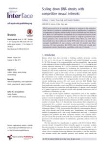 Scaling down DNA circuits with competitive neural networks Anthony J. Genot, Teruo Fujii and Yannick Rondelez rsif.royalsocietypublishing.org