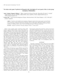 2009. The Journal of Arachnology 37:346–356  New data on the genus Urophonius in Patagonia with a description of a new species of the exochus group
