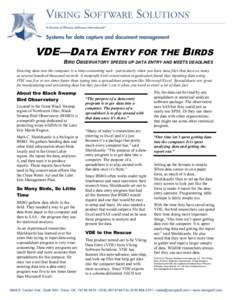 VDE—Data Entry for the Birds