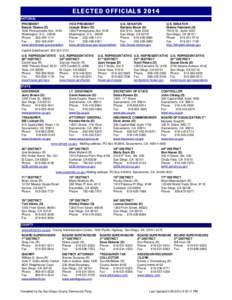 ELECTED OFFICIALS 2014 NATIONAL PRESIDENT Barack Obama (D[removed]Pennsylvania Ave., N.W. Washington, D.C., 20500