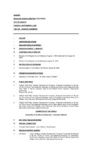 AGENDA REGULAR COUNCIL MEETING (TELEVISED) CITY OF KANATA TUESDAY, SEPTEMBER 5, 2000 7:00 P.M. - COUNCIL CHAMBERS