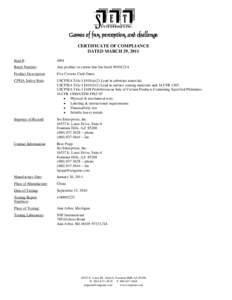 Consumer Product Safety Improvement Act / Dixboro /  Michigan / Set Enterprises / Phthalate / NSF International / Fax / Laser / Technology / 110th United States Congress / Consumer Product Safety Commission