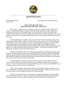 ________________________________________________________________________  NEWS RELEASE For Immediate Release April 1, 2011