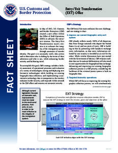 FACT SHEET  Entry/Exit Transformation (EXT) Office Introduction