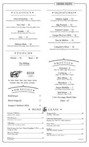 DRINK MENU CL A SSICS SIGNAT UR ES  Port Of Harlem ~ 14