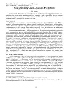 Reprinted from: Trends in new crops and new uses[removed]J. Janick and A. Whipkey (eds.). ASHS Press, Alexandria, VA. Non-Shattering Grain Amaranth Populations D.M. Brenner* Grain amaranths (Amaranthus spp., Amaranthaceae