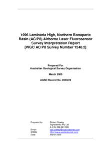 1996 Laminaria High, Northern Bonaparte Basin (AC/P8) Airborne Laser Fluorosensor Survey Interpretation Report [WGC AC/P8 Survey Number[removed]Prepared For