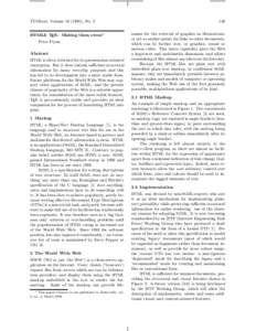 TUGboat, Volume[removed]), No. 2 HTML& TEX: Making them sweat∗ Peter Flynn Abstract HTML is often criticised for its presentation-oriented