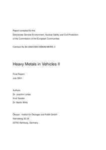 Report compiled for the Directorate General Environment, Nuclear Safety and Civil Protection of the Commission of the European Communities Contract No B4[removed]/MAR/E.3