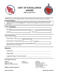 Microsoft Word - Unit of Excellence Award - Lodge Ribbon Order Form