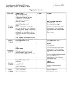 Commission on the Status of Women Fifty-eighth session, 10-21 March[removed]December[removed]Organization of work