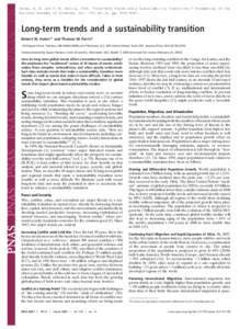 Kates, R. W. and T. M. Parris, 2003. “Long-Term Trends and a Sustainability Transition,” Proceedings of the National Academy of Sciences, Vol. 100, No.14, ppLong-term trends and a sustainability transiti