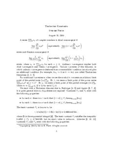 Mathematical series / Summability theory / Tauberian theorems / Asymptotic analysis / Divergent series / Abelian and tauberian theorems / Prime number theorem / Mathematical analysis / Calculus / Summability methods