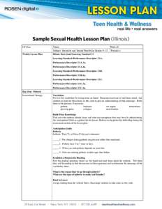 Lesson plan Sample Sexual Health Lesson Plan (Illinois) CHICAGO PUBLIC SCHOOLS WEEKLY LESSON PLAN LP Class