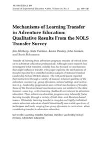JEE34Journal of Experiential Education • 2011, Volume 34, No. 2 pp. 109–126  Mechanisms of Learning Transfer
