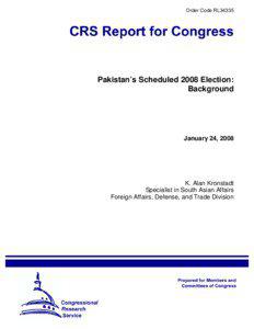 Pakistan's Scheduled 2008 Election: Background