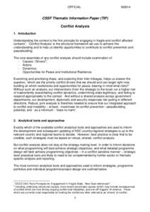 OFFICIALCSSF Thematic Information Paper (TIP) Conflict Analysis