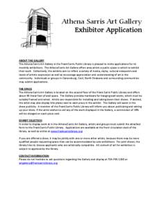 Athena Sarris Art Gallery Exhibitor Application