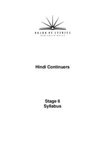 Hindi Continuers - Stage 6 - Syllabus