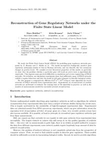 Genome Informatics 16(2): 225–Reconstruction of Gene Regulatory Networks under the Finite State Linear Model