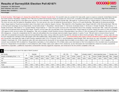 Results of SurveyUSA Election Poll #21871 Geography: NC RBS Sample Data Collected: [removed][removed]Release Date: [removed]Percentages