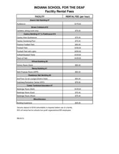 INDIANA SCHOOL FOR THE DEAF Facility Rental Fees FACILITY RENTAL FEE (per hour)