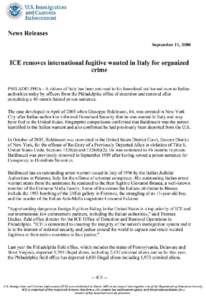 ICE removes international fugitive wanted in Italy for organized crime - 080911philadelphia