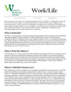 Work/Life http://wrc.msu.eduGender Matters